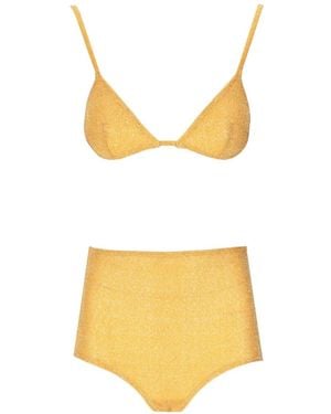 Laura Urbinati Soutien-Gorge À Effet Métallisé Et Bonnets Triangulaires - Yellow