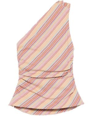 Faithfull the Brand Aurora Striped One-Shoulder Blouse - Pink