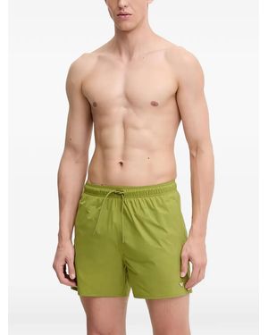 ARMANI EXCHANGE Drawstring-Waist Logo-Patch Swim Shorts - Green
