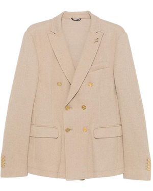 Daniele Alessandrini Double-Breasted Peak-Lapel Jacket - Natural