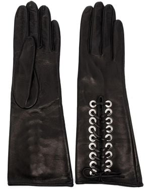Manokhi Lace-Up Leather Gloves - Black