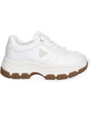 Guess Beneto Monogram-Debossed Chunky-Sole Sneakers - White