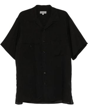 Yohji Yamamoto Cuban-Collar Short-Sleeve Shirt - Black