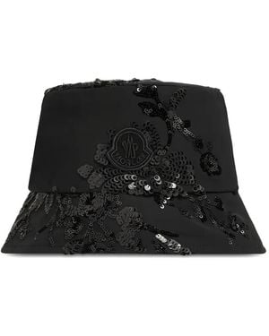 Moncler Floral-Sequin Bucket Hat - Black