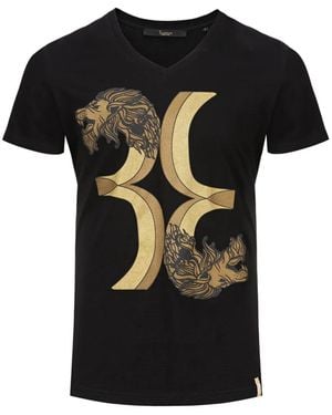 Billionaire Double Lion V-Neck T-Shirt - Black