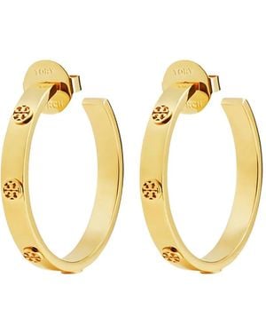 Tory Burch Miller Stud Hoop Earring - Metallic