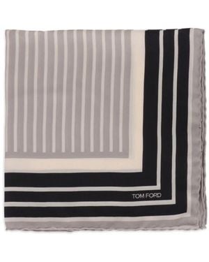 Tom Ford Striped Pocket Square - Grey