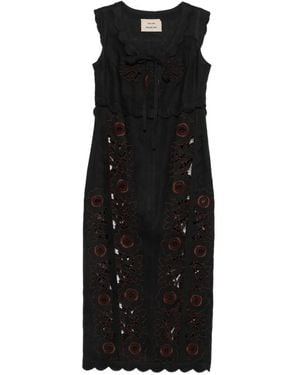 Vita Kin Vanina Floral-Embroidered Midi Dress - Black