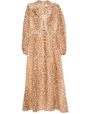 Zimmermann Leopard-Print Button-Front Dress - Natural
