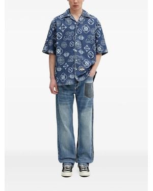 Evisu Patchwork Panel Jeans - Blue