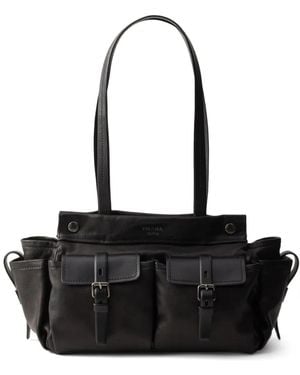Prada Route Medium Leather Tote Bag - Black