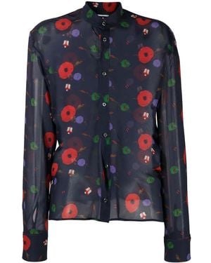DSquared² Floral-Print Long-Sleeved Shirt - Black