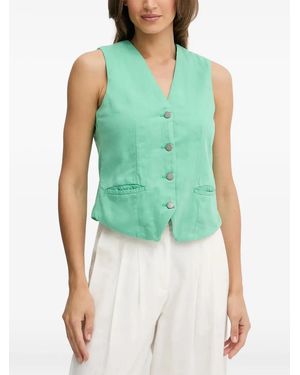 Benetton Button V-Neck Vest - Green