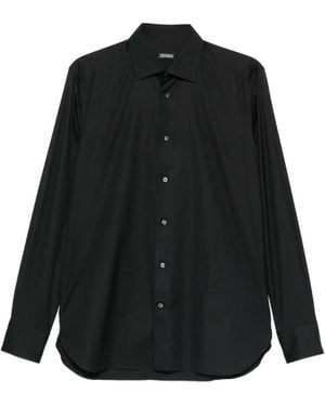 ZEGNA Long-Sleeve Button-Down Shirt - Black