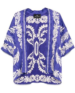Etro Floral-Print Jacket - Blue