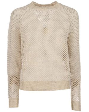 Peserico Sequin-Embellished Open-Knit Jumper - White