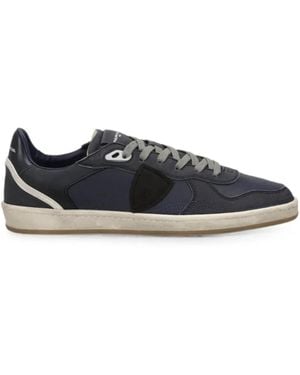 Philippe Model Leather Logo-Patch Sneakers - Blue