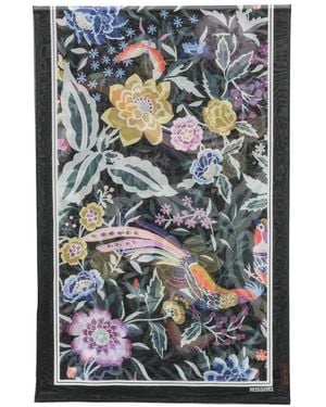 Missoni Floral-Print Bird-Motif Scarf - Blue