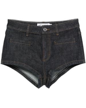 Self-Portrait Stretch-cotton denim shorts - Negro