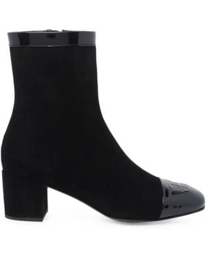 Fabi Patent-Trimmed Panelled Boots - Black