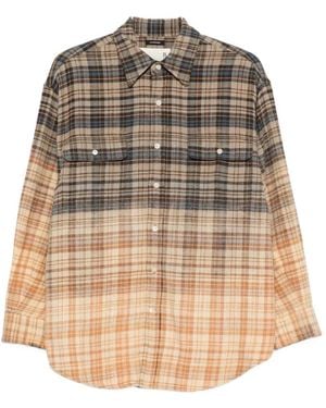 R13 Long-Sleeve Checked Shirt - Natural