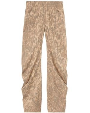 Ganni Leopard-Print Flared Trousers - Natural