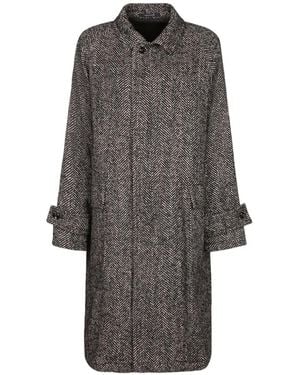 Tagliatore Herringbone-Pattern Raglan-Sleeve Coat - Grey