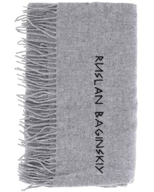 Ruslan Baginskiy Logo-Embroidered Fringed Scarf - Gray