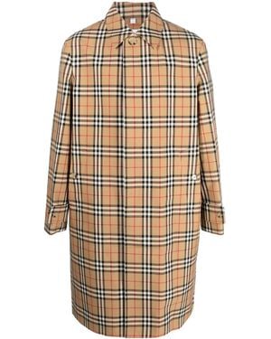 Burberry チェック トレンチコート - ナチュラル