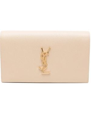 Saint Laurent Logo-plaque clutch bag - Neutro