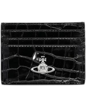 Vivienne Westwood Crocodile-Effect Orb Wallet - Black