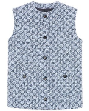 Gucci GG-embroidered buttoned gilet - Azul