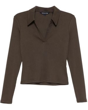 Veronica Beard Kearney Long-Sleeve Polo - Brown