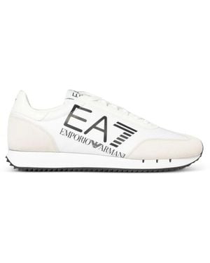 EA7 Logo-Print Panelled Trainers - White