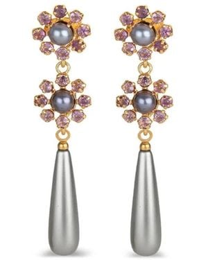 Bounkit Amethyst Pearl Drop Earrings - White