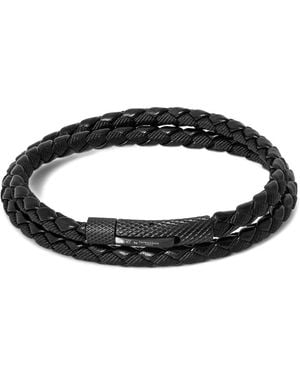 Tateossian Chelsea Braided Double-Wrap Bracelet - Black