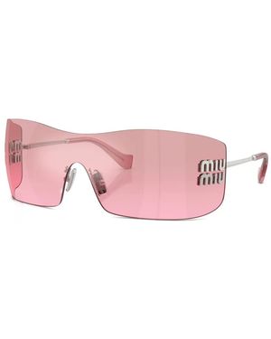 Miu Miu Aube Logo-Plaque Rectangle Sunglasses - Pink