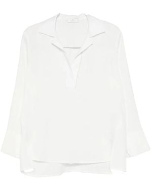 Panicale Side-Slit V-Neck Blouse - White