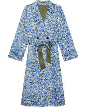 Maliparmi Abrigo Con Estampado Floral Y Doble Botonadura - Azul