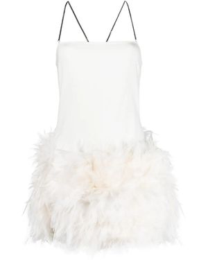 The Attico Fujiko Feather-Trimmed Minidress - White