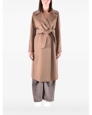 Max Mara Abrigo Con Cinturón Y Doble Botonadura - Neutro