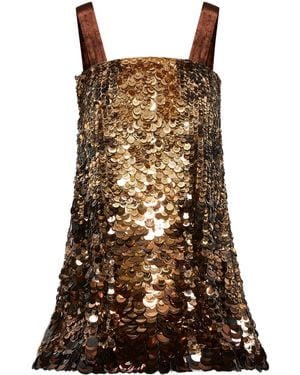 Oscar de la Renta Abito Da Cocktail Ombre Paillette - Marrone