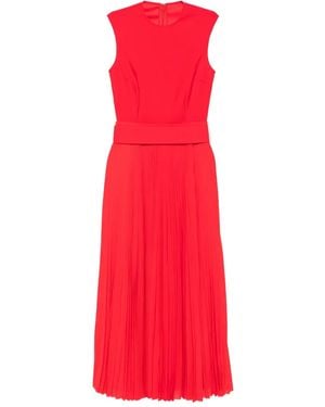 Solace London Sophie Pleated Sleeveless Maxi Dress - Red