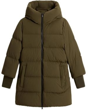 Woolrich Hooded Quilted Coat - Green