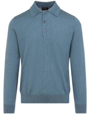 Brioni Button-Up Polo Sweater - Blue