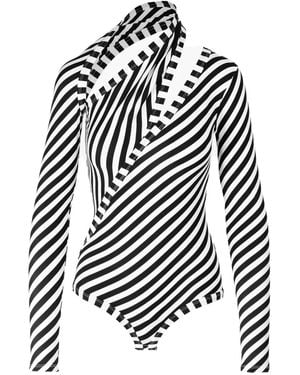 Ioana Ciolacu Cut-Out-Body Mit Diagonalen Streifen - Weiß
