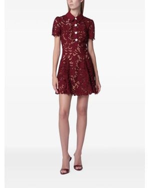 Self-Portrait Burgundy Lace Mini Dress - Red
