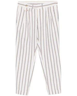 Manuel Ritz Vertical-Stripe Pleated Trousers - White