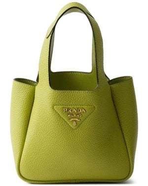 Prada Mini Leather Tote Bag - Green
