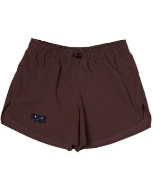 UNNA Logo-Patch Elastic-Waist Shorts - Red